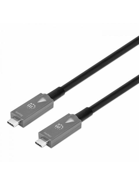 MANHATTAN CABLE USB C MACHO - USB C MACHO 7.5 METROS GRIS-NEGRO