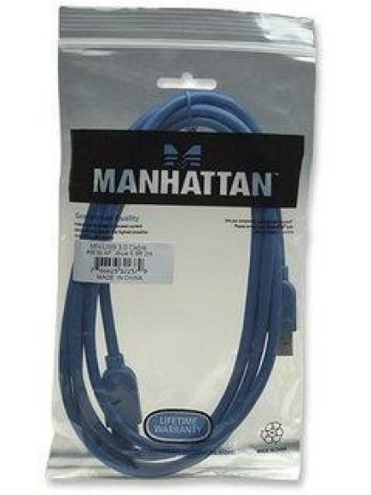 MANHATTAN CABLE USB MACHO - USB HEMBRA 2 METROS AZUL - Image 2