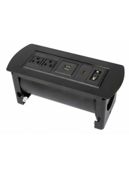 MANHATTAN CAJA PARA MESA 164832 2 PUERTOS + 2X USB NEGRO