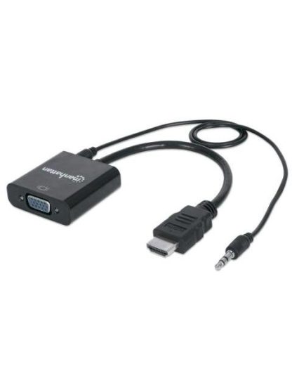 MANHATTAN CONVERTIDOR HDMI MACHO - VGA HEMBRA NEGRO
