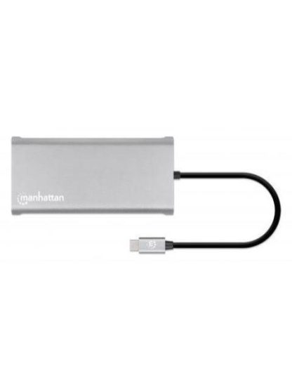 MANHATTAN DOCKING STATION 130660 USB C 4X USB 2X USB C 3X HDMI 1X RJ-45 1X SD 1X MICRO SD GRIS - Image 2