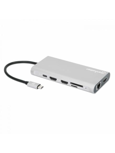 MANHATTAN DOCKING STATION 130660 USB C 4X USB 2X USB C 3X HDMI 1X RJ-45 1X SD 1X MICRO SD GRIS - Image 3