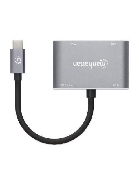 MANHATTAN DOCKING STATION 130691 USB C 1X USB 1X USB C PD 1X HDMI 1X VGA GRIS - Image 4