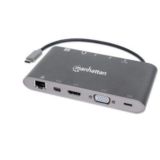 MANHATTAN DOCKING STATION 152808 USB C 3X USB 3.0 1X USB C 1X HDMI 1X VGA PLATA
