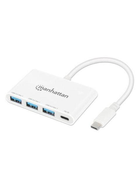 MANHATTAN HUB USB A 3.2 DE 3 PUERTOS + 1 USB C 5000 MBIT-S BLANCO