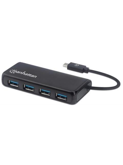 MANHATTAN HUB USB-C 3.2 MACHO - 4X USB 3.2 HEMBRA 5000 MBIT-S NEGRO