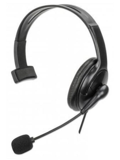MANHATTAN MONOAURAL CON MICROFONO 180849 ALAMBRICO USB-A NEGRO