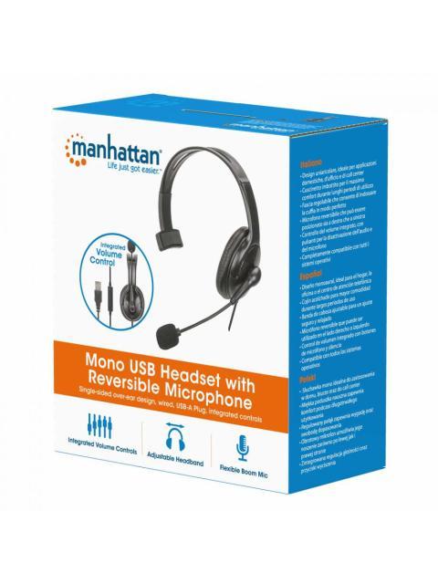 MANHATTAN MONOAURAL CON MICROFONO 180849 ALAMBRICO USB-A NEGRO - Image 6