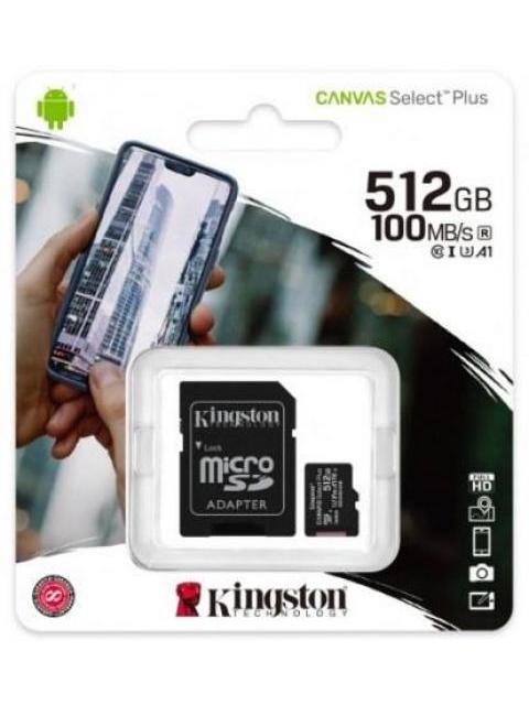 MEMORIA MICROSDHC KINGSTON CANVAS - 512GB - 100MB-S - CON ADAPTADOR
