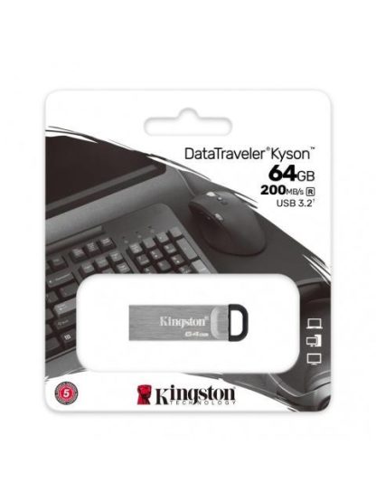 MEMORIA USB KINGSTON DATATRAVELER KYSON 64GB USB 3.2 LECTURA 200MB-S PLATA - Image 4