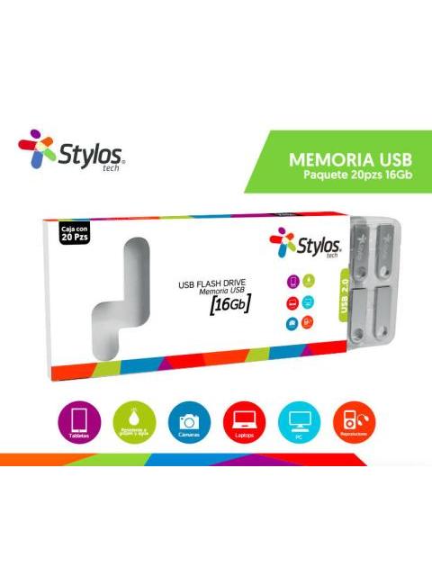 MEMORIA USB STYLOS ST100 16GB USB 2.0 PLATA 20 PIEZAS - Image 8