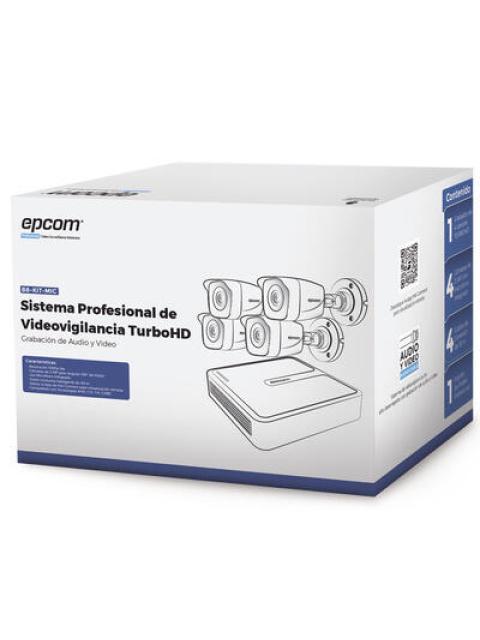 (MICROFONO INTEGRADO) KIT TURBOHD 1080P LITE - DVR 4 CANALES - AUDIO POR COAXITRON - 4 CAMARAS BALA