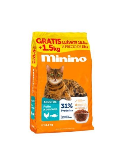 MININO ALIMENTO PARA GATO BULTO 15KG MAS 10% GRATIS