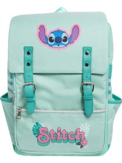 MOCHILA ESCOLAR INFANTIL AZUL TURQUESA STITCH