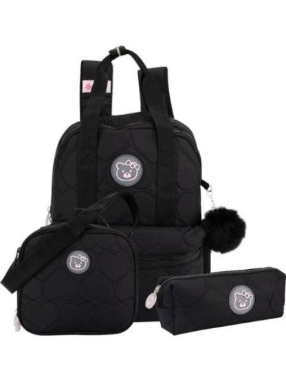 MOCHILA SET 3 PZAS NEGRO PRETTY BEAR
