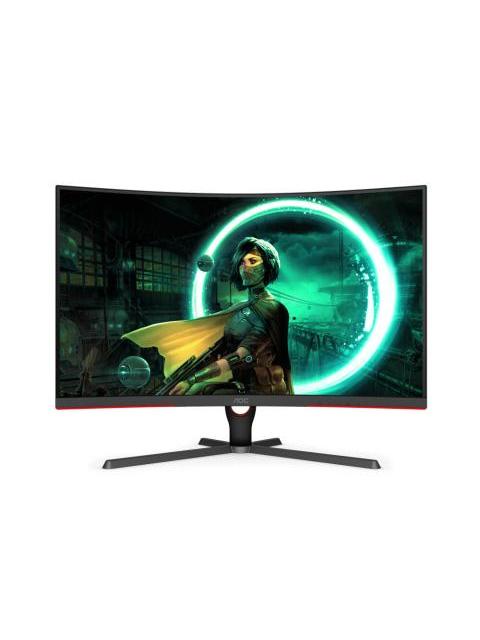 MONITOR GAMER CURVO AOC C32G3E LED 31.5 1920X1080 FULL HD FREESYNC 165HZ HDMI-DISPLAYPORT NEGRO-ROJO