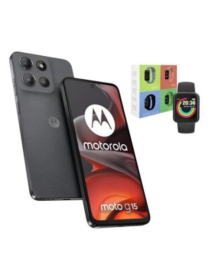 MOTOROLA MOTO G15 128GB 4GB RAM GREY + WATCH MACARON