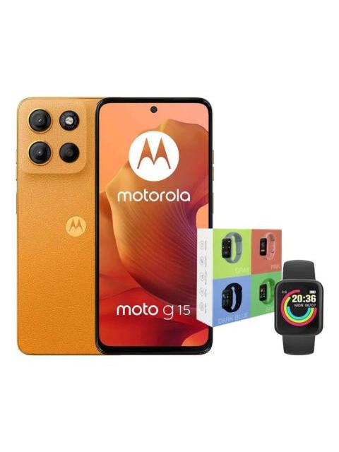 MOTOROLA MOTO G15 128GB 4GB RAM NARANJA + SMARTWATCH MACARON