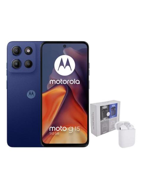 MOTOROLA MOTO G15 DUAL SIM 512GB 4GB RAM BLUE + AIRPODS GENERICOS