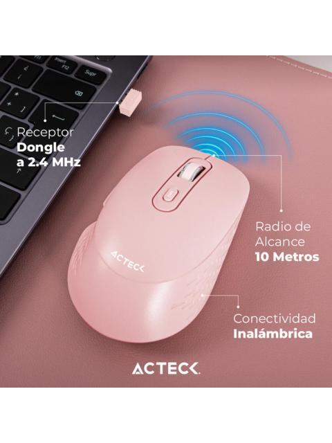 MOUSE ACTECK OPTIMIZE FLOW MI480 INALAMBRICO OPTICO 1.600DPI RF INALAMBRICO ROSA - Image 3