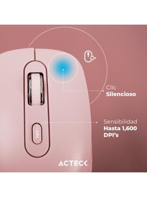 MOUSE ACTECK OPTIMIZE FLOW MI480 INALAMBRICO OPTICO 1.600DPI RF INALAMBRICO ROSA - Image 4