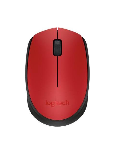 MOUSE ERGONOMICO LOGITECH OPTICO M170 INALAMBRICO USB 1000DPI NEGRO-ROJO