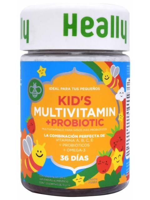 MULTIVITAMINICO PARA NIÑO MAS PROBIOTICOS FRESA 72 GOMITAS HEALLY