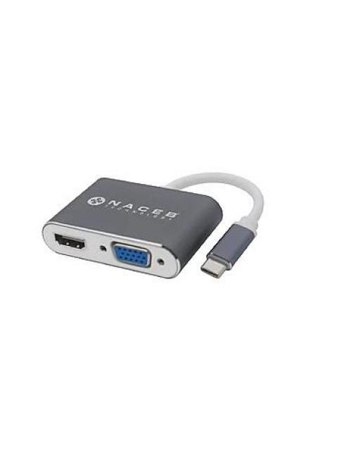 NACEB ADAPTADOR USB 3.0 MACHO - HDMI-VGA HEMBRA GRIS-BLANCO