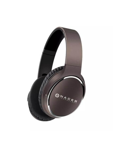 NACEB AUDIFONOS CON MICROFONO FORNAX BLUETOOTH INALAMBRICO 3.5MM NEGRO-MARRON