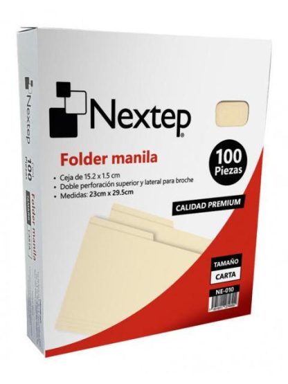 NEXTEP FOLDER NE-010 PAQUETE DE 100 PIEZAS TAMANO CARTA MANILA