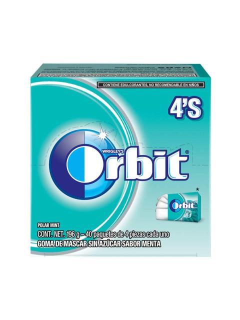 CHICLE ORBIT 4S POLAR MINT PAQUETE CON 40 PIEZAS