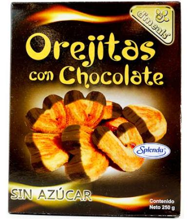OREJITAS CON CHOCOLATE SIN AZUCAR 250 G DMEALS