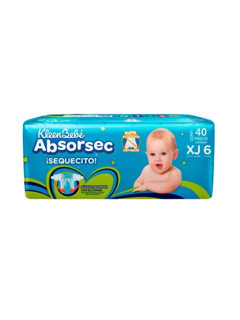 PAÑAL ABSORSEC EXTRA JUMBO PAQUETE CON 40 PIEZAS