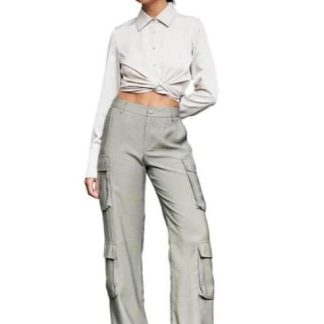 PANTALON RECTO CINTURA ALTA VERDE OLIVO HOLLY LAND