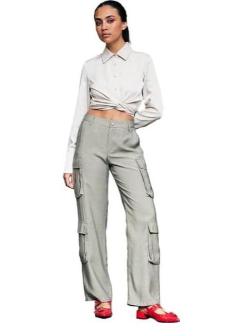 PANTALON RECTO CINTURA ALTA VERDE OLIVO HOLLY LAND