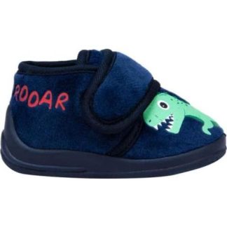 PANTUFLA BOTA PELUCHE BORDADO AZUL MARINO SCHATZ KIDS