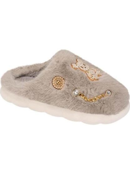 PANTUFLA DE PELUCHE GRIS SHOSH CONFORT - Image 2