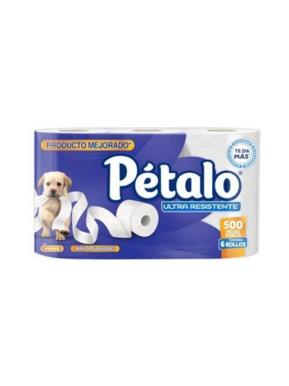 PAPEL HIG. PETALO ULTRA RESIST. 500 HOJAS 6 PZ