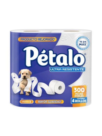 PAPEL HIGIENICO PETALO 300 HOJAS 4 ROLLOS