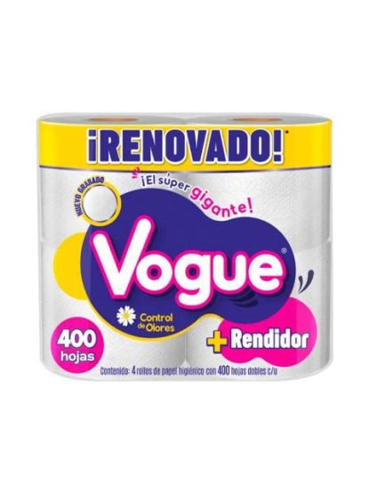 PAPEL HIGIENICO VOGUE 400 HOJAS 4 ROLLOS