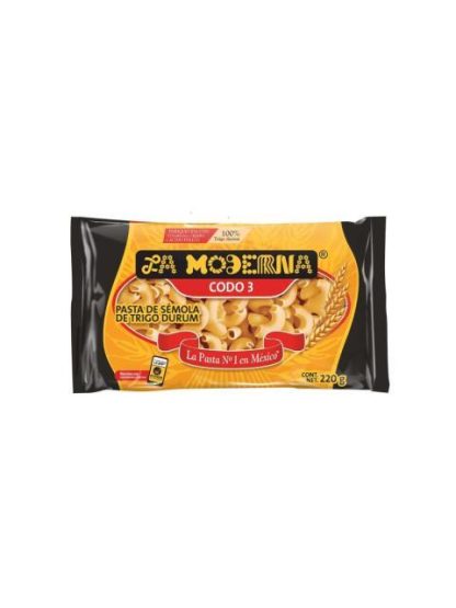 PASTA PARA SOPA LA MODERNA CODO 3 220GR