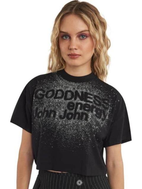 PLAYERA CROP NEGRO SANTA LOLA
