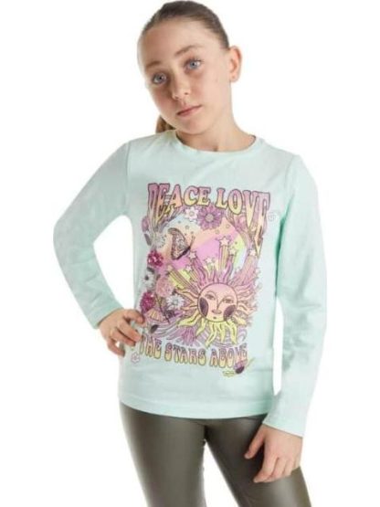 PLAYERA NIÑA AZUL MENTA HOLLY LAND KIDS