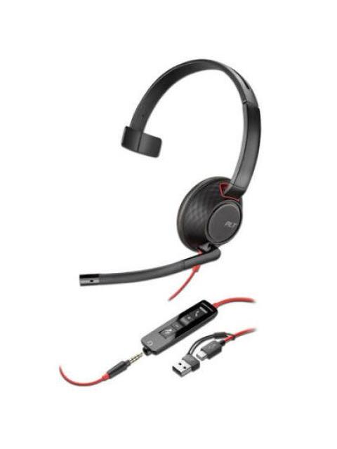 POLY AUDIFONOS CON MICROFONO 8X230AA ALAMBRICO USB-C NEGRO-ROJO