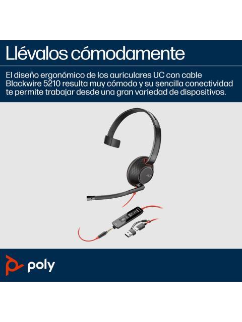 POLY AUDIFONOS CON MICROFONO 8X230AA ALAMBRICO USB-C NEGRO-ROJO - Image 3