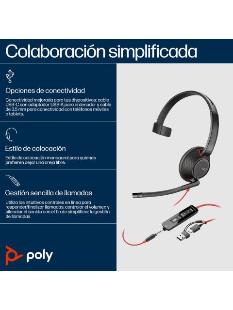 POLY AUDIFONOS CON MICROFONO 8X230AA ALAMBRICO USB-C NEGRO-ROJO - Image 4