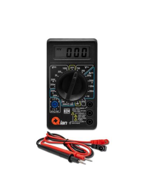 QIAN MULTIMETRO DIGITAL PANTALLA LCD DE 3 Y MEDIO DIGITOS MUESTREO 2 VECES X SEGUNDO BATERIA 9V NEDA O 6F22 INCLUIDOS MOD. QAD90011