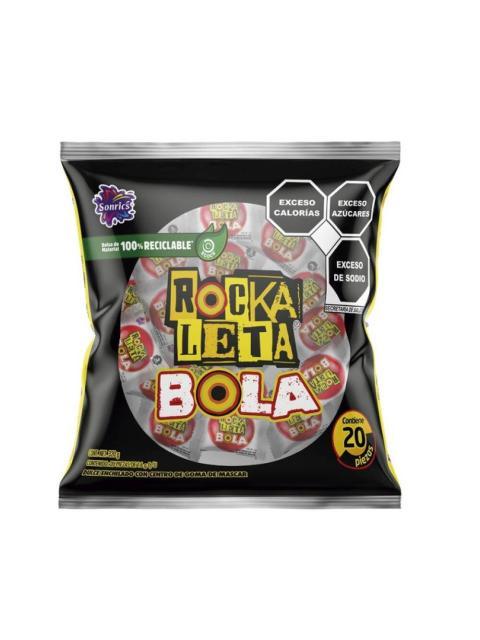 ROCKA BOLA CHICLE BOLSA CON 20 PZ DE 16 GR