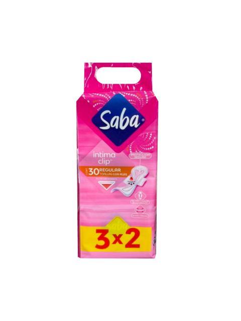 SABA TOALLA FEM INTIMA CLIP REGULAR CON ALAS 30 PZ