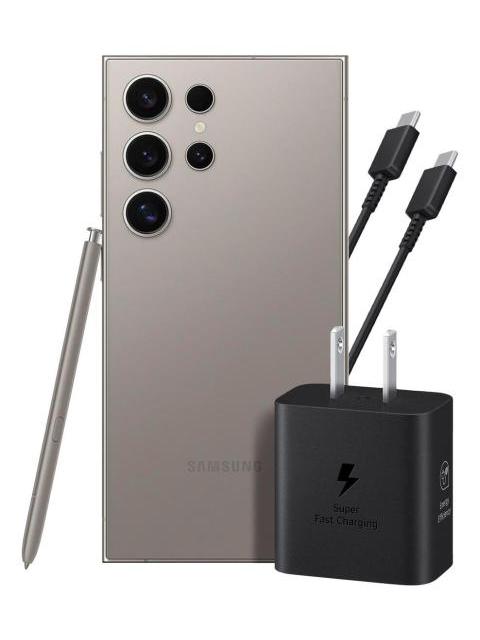 SAMSUNG GALAXY S24 ULTRA 12GB 512GB 5G GRIS + ADAPTADOR 25W EP-T2510 CABLE NEGRO